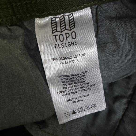 Topo Designs Dirt Shorts Mens Medium Olive Green Outdoors Cotton 6.75" NWOT - Picture 8 of 8